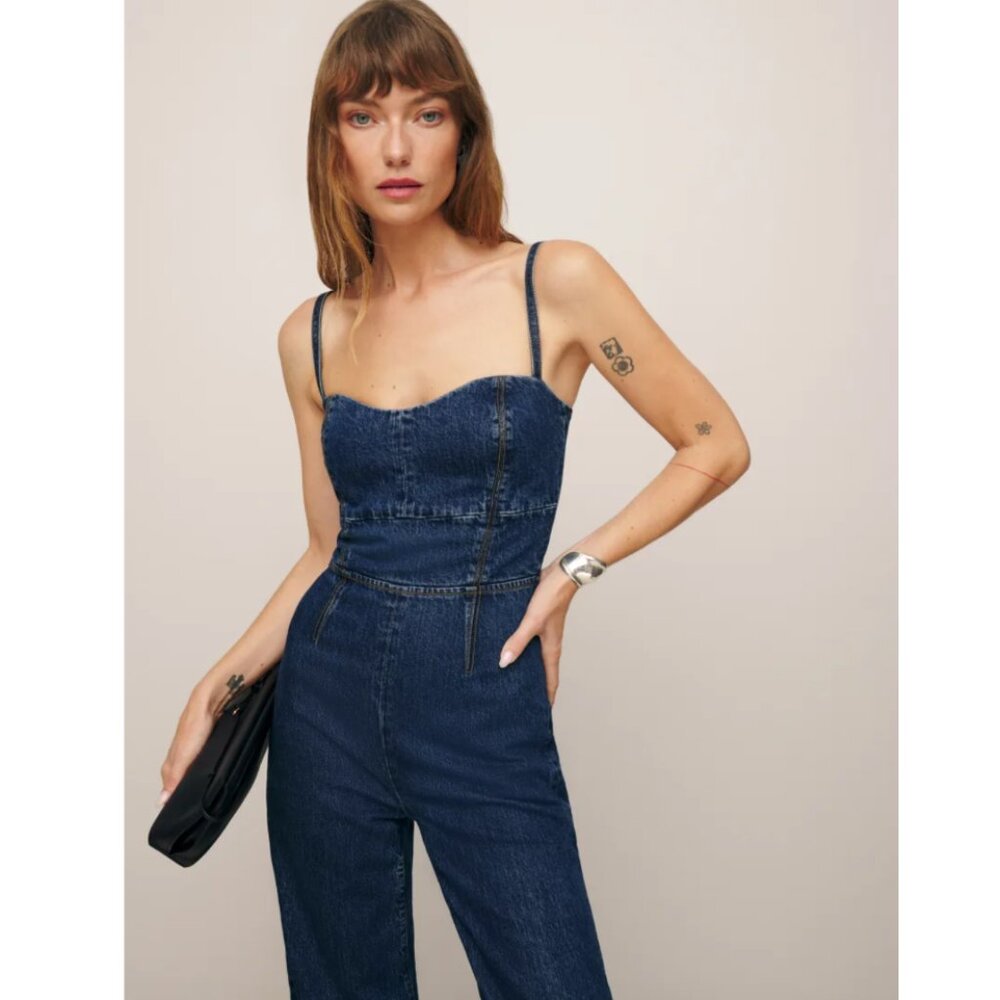 Reformation Dark Blue Denim Jumpsuit - Picture 3 of 6
